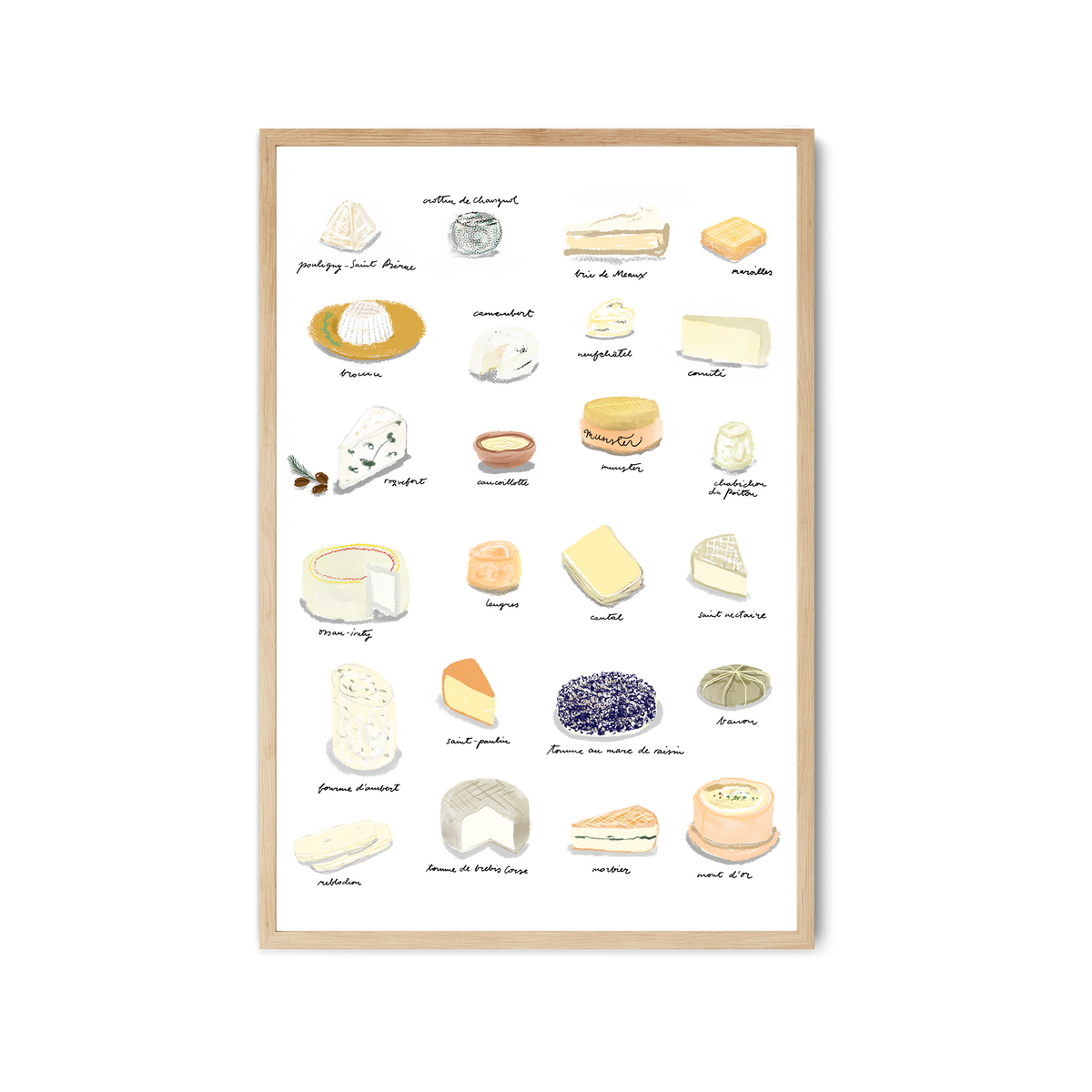 Cheese Of France Art Print SonjaBajicStudio cheese-of-france-art-print-sonjabajicstudio