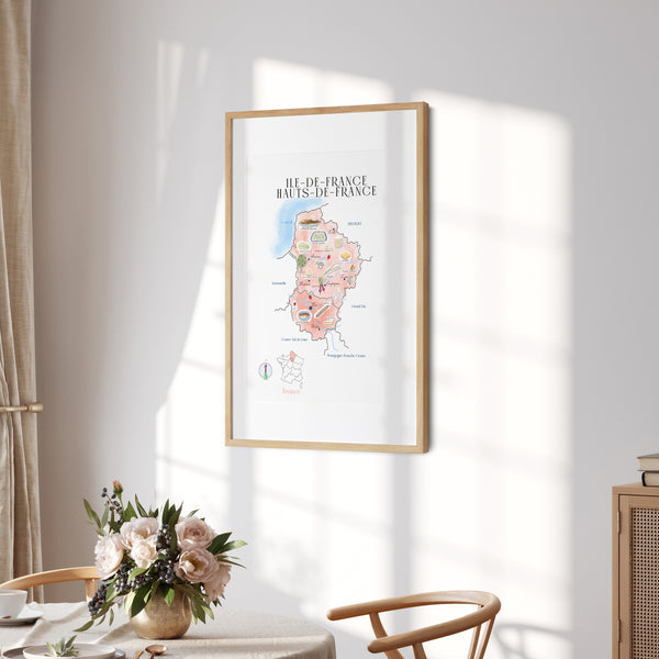 Ile-de-France and Hauts-de-France  Food Map - Art Print