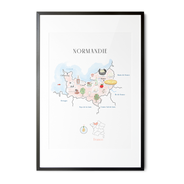 Normandy Food Map - Art Print
