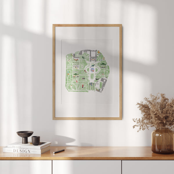 Luxembourg Garden Map - Art Print