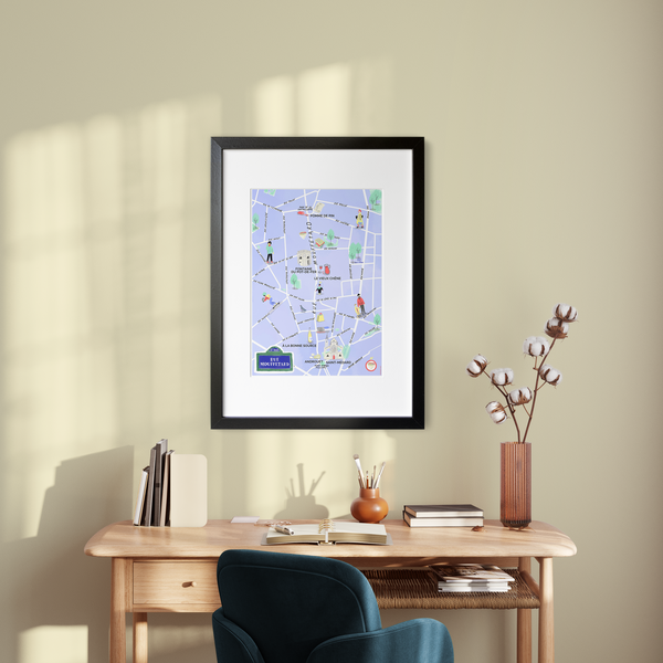Rue Mouffetard, Paris — Illustrated Street Map Art Print (A4)