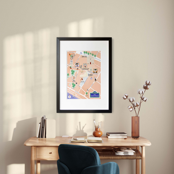 Rue Charlemagne, Paris - Illustrated Street Map Art Print (A4)