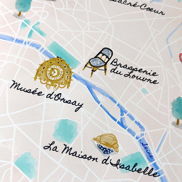 Semi-Custom Illustrated Map - 5 Spots Map