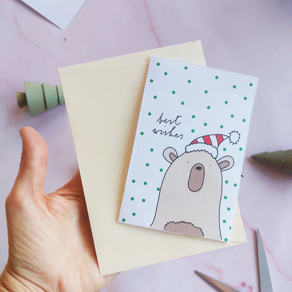 Printable Seasonal Greetings - Merry Christmas Bear - Instant Download
