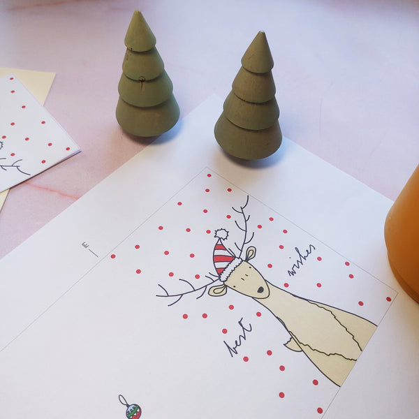 Printable Seasonal Greetings - Merry Christmas Deer - Instant Download