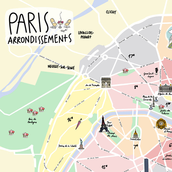 Map Of Paris Large Art Print