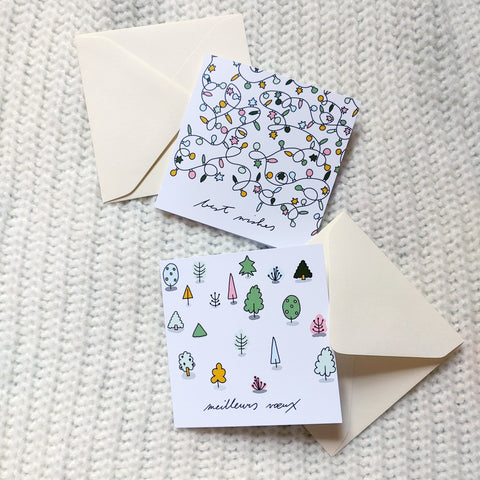 Christmas Trees and Lights Cards - PACKAGE OF 10 CARDS