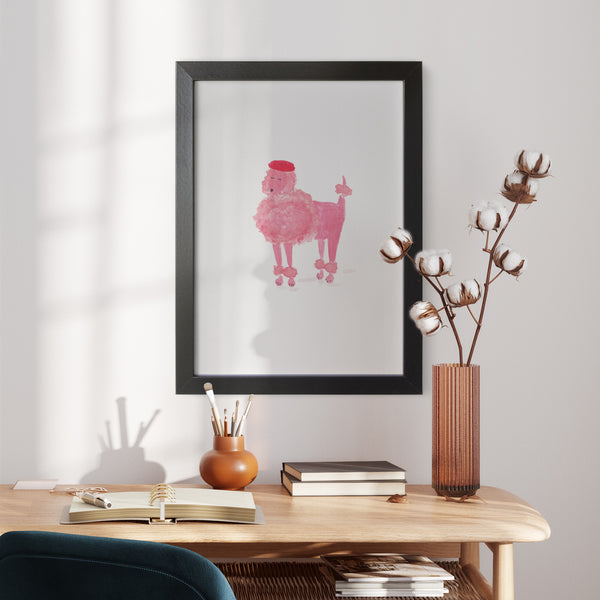 French Pink Poodle Art Print
